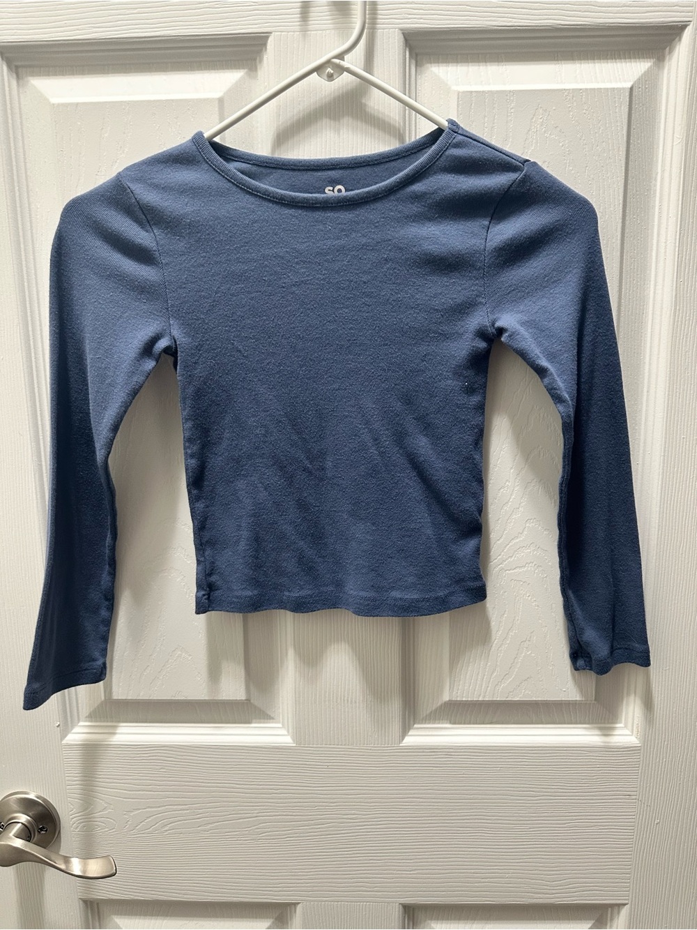 SO Kids Long-Sleeve Crewneck Top in Slate Blue